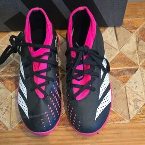 Women’s Black & Pink Lace-Up Athletic Sneakers with White Accents